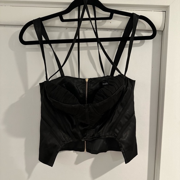 Boohoo Satin Boned Corset Top Black Size 2 - Picture 6 of 8